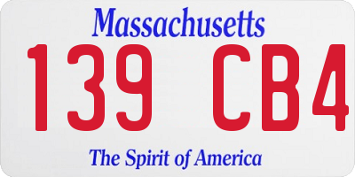 MA license plate 139CB4
