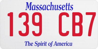 MA license plate 139CB7