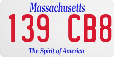 MA license plate 139CB8