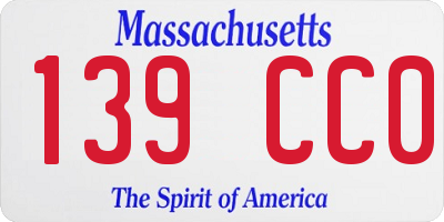 MA license plate 139CC0
