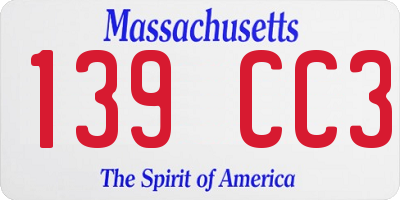 MA license plate 139CC3