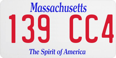MA license plate 139CC4