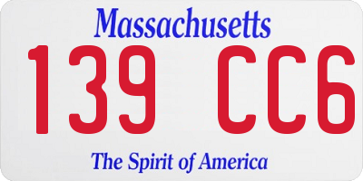 MA license plate 139CC6