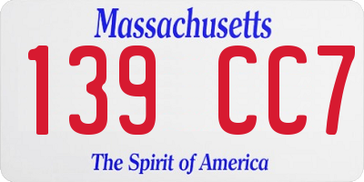 MA license plate 139CC7
