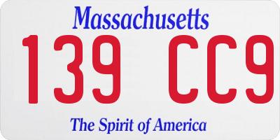 MA license plate 139CC9