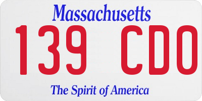 MA license plate 139CD0