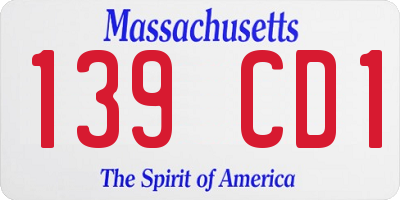 MA license plate 139CD1