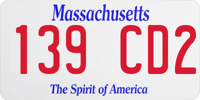 MA license plate 139CD2