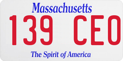MA license plate 139CE0