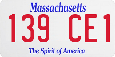 MA license plate 139CE1