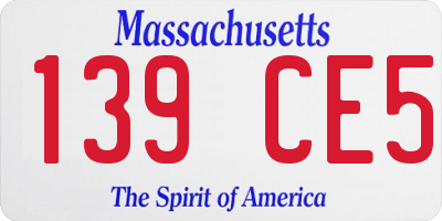 MA license plate 139CE5