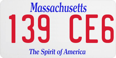 MA license plate 139CE6
