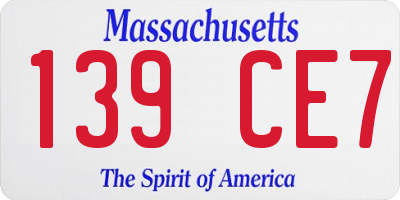 MA license plate 139CE7