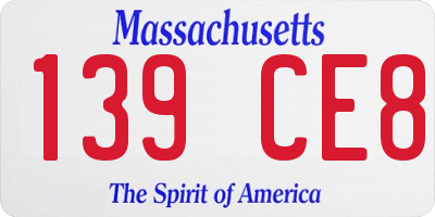 MA license plate 139CE8