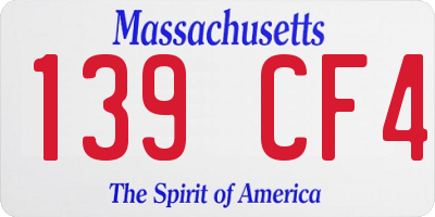 MA license plate 139CF4
