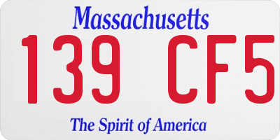 MA license plate 139CF5