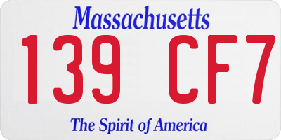 MA license plate 139CF7
