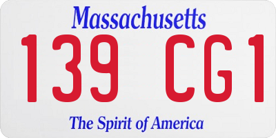 MA license plate 139CG1