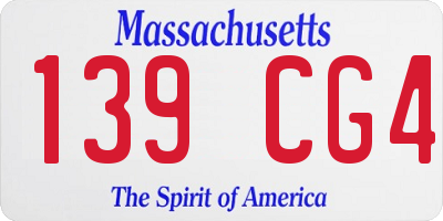 MA license plate 139CG4