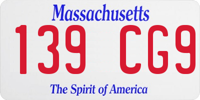 MA license plate 139CG9