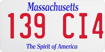 MA license plate 139CI4