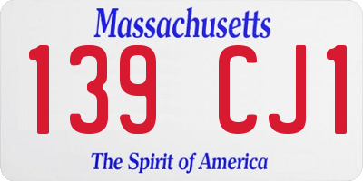 MA license plate 139CJ1