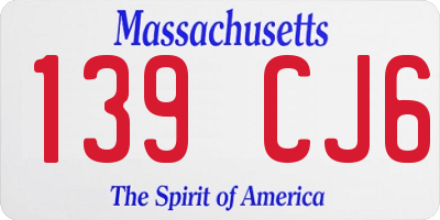 MA license plate 139CJ6