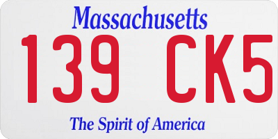 MA license plate 139CK5