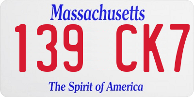 MA license plate 139CK7