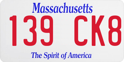 MA license plate 139CK8