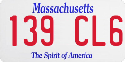 MA license plate 139CL6