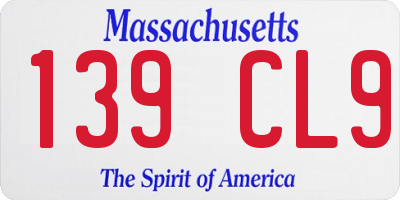 MA license plate 139CL9
