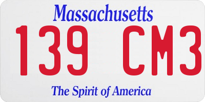 MA license plate 139CM3