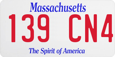 MA license plate 139CN4
