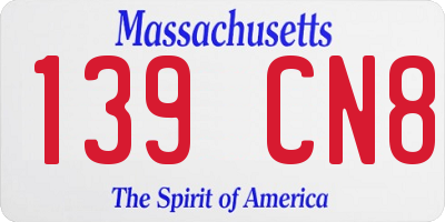 MA license plate 139CN8