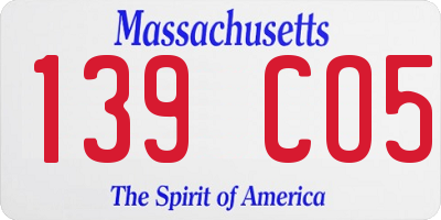 MA license plate 139CO5