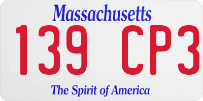 MA license plate 139CP3