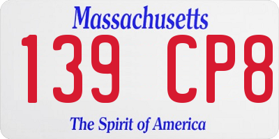MA license plate 139CP8