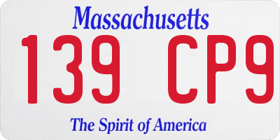 MA license plate 139CP9