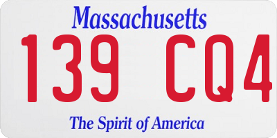 MA license plate 139CQ4