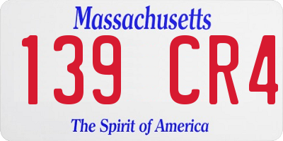 MA license plate 139CR4