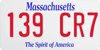 MA license plate 139CR7
