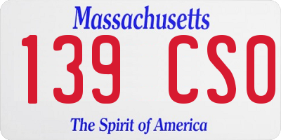 MA license plate 139CS0