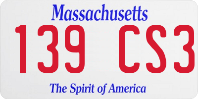 MA license plate 139CS3