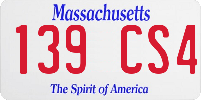 MA license plate 139CS4