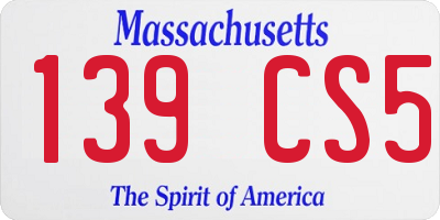 MA license plate 139CS5