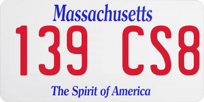 MA license plate 139CS8
