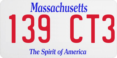 MA license plate 139CT3
