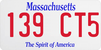 MA license plate 139CT5