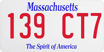 MA license plate 139CT7